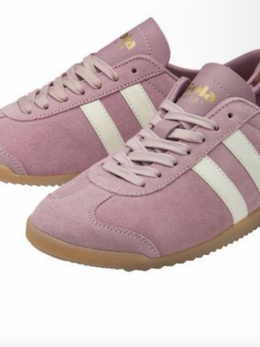 Gola Bullet Suede Pink Sneakers with White Stripes